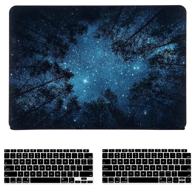 iDonzon Case for MacBook Air 13 inch M1 A2337 A2179 A1932 2022 2021-2018 Release, Soft-Touch Plastic Hard Cover & Keyboard Cover Compatible Mac Air 13.3 with Retina Display Touch ID, Forest Starry - Image 1
